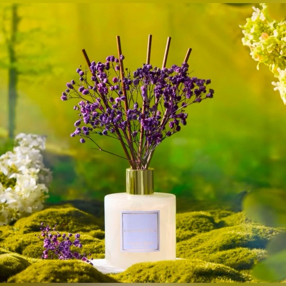 REED DIFFUSER- Lavender Oil. Includes 1.8 oz. glass vessel with 5 natural reeds. - Picture 5 of 6